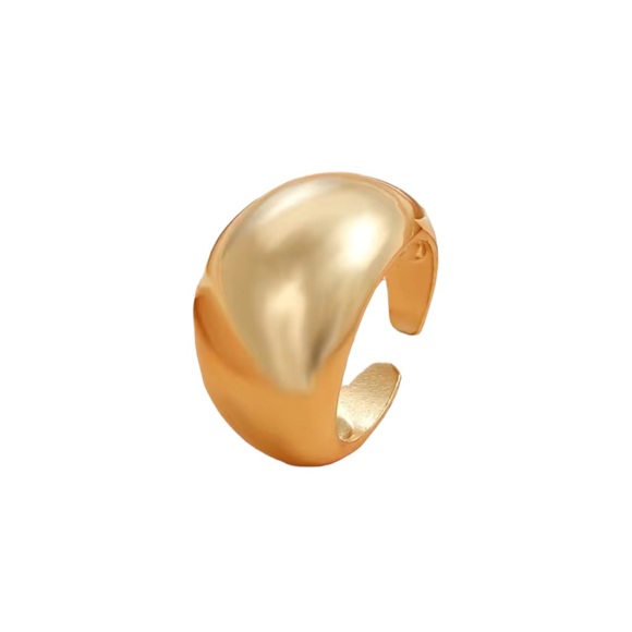 14K Gold Plated Chunky Cuff Ring - Picture 1 of 4